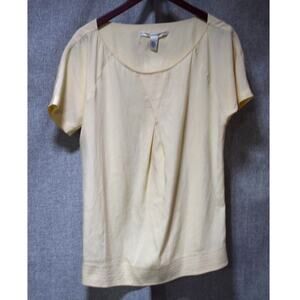 Diane von Furstenberg Silk Blend Short Sleeve Blouse Size 6 Cream V-Neck Top